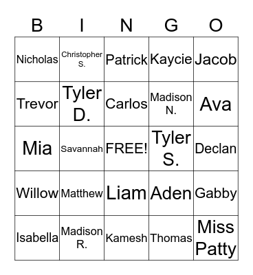 Spring Break EDP Bingo Card