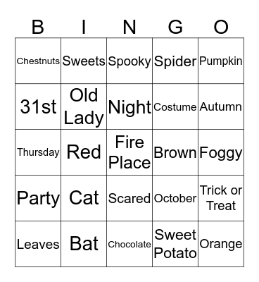 HALLOWEEN LINGO BINGO Card