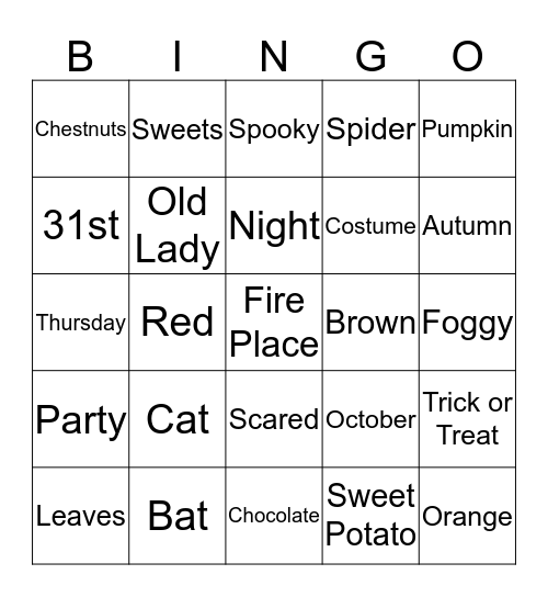 HALLOWEEN LINGO BINGO Card