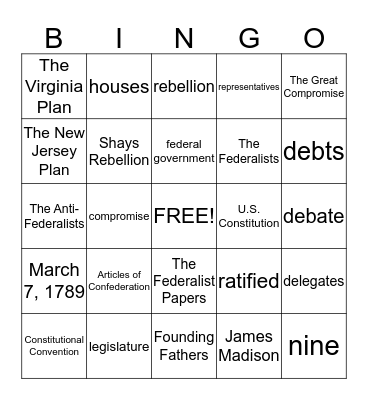 Getting a Constitution Bingo Card