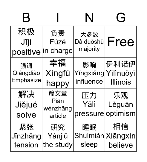 研究发现乐观的人有更好的睡眠 Bingo Card