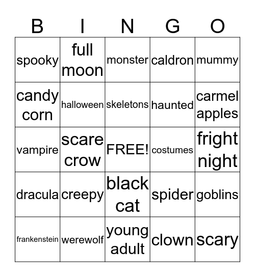 Halloween Bingo Card