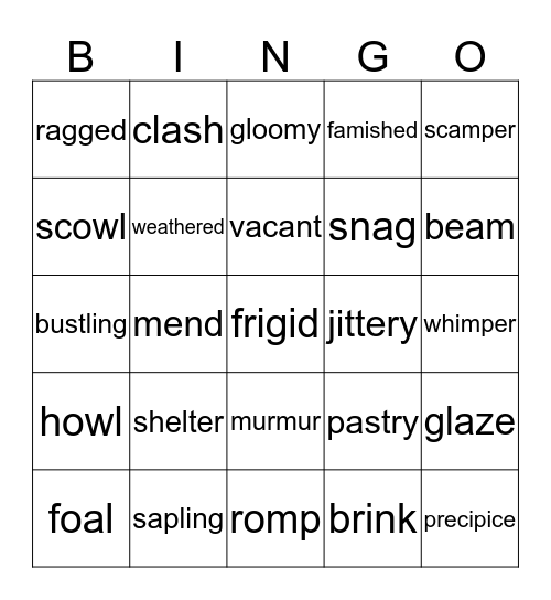 Word Master round #3 Bingo Card