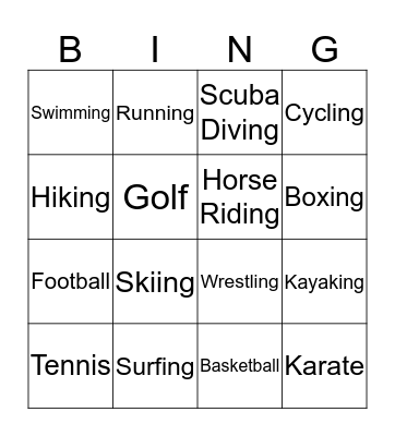 SPORTS LINGO BINGO Card