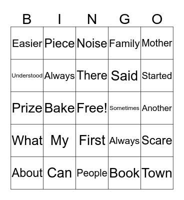 Phonics BINGO Card