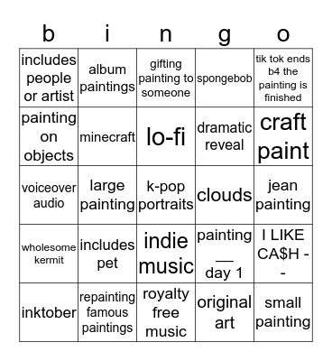 tik t-art oingo boingo Bingo Card