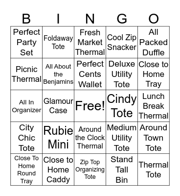 Thirty-One Bingo Card