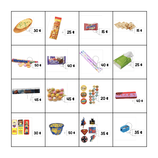 I can count out coins! Bingo Card