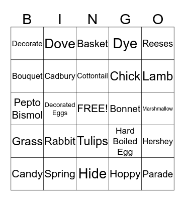 Bunny Bingo Card