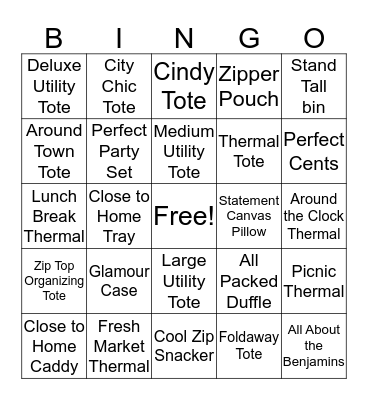 Thirty-One Bingo Card