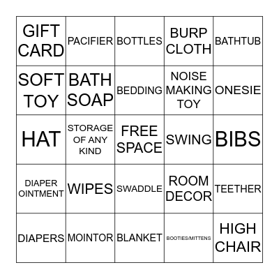 BABY SHOWER BINGO Card