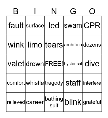 Vocabulary Bingo Card