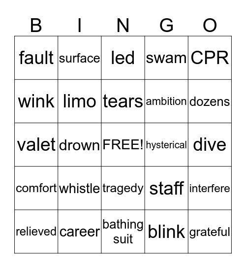 Vocabulary Bingo Card