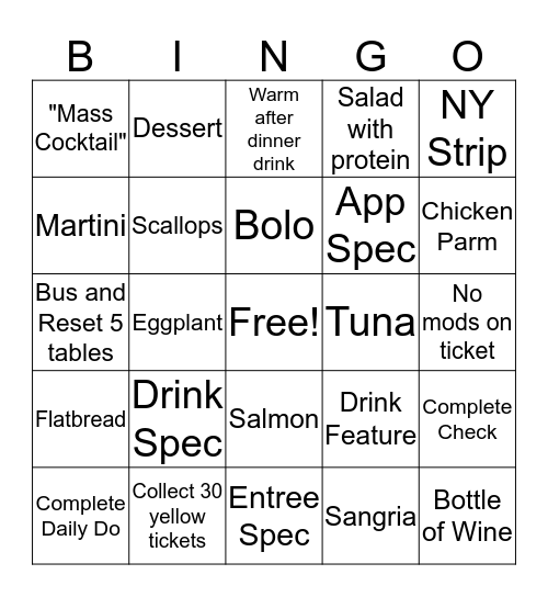 Lago Bingo Card