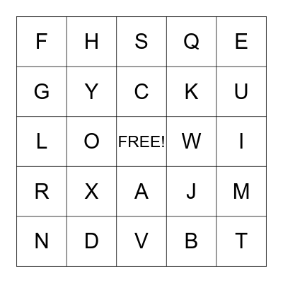 Alphabet Bingo Card