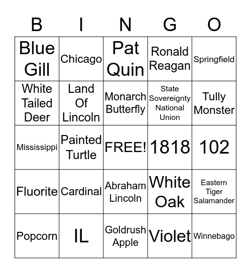 Illinois Bingo Card