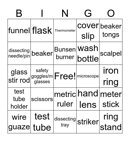 lab equipment Bingo Card