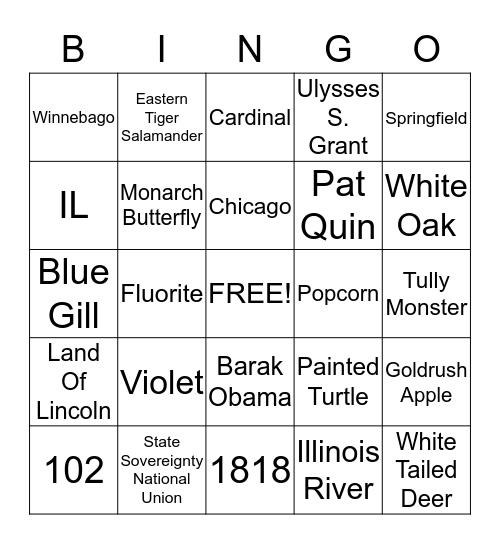 Illinois Bingo Card