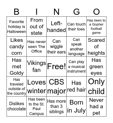 Open Door Night Bingo Card
