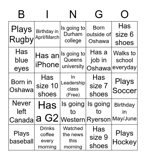 People Bingo Card