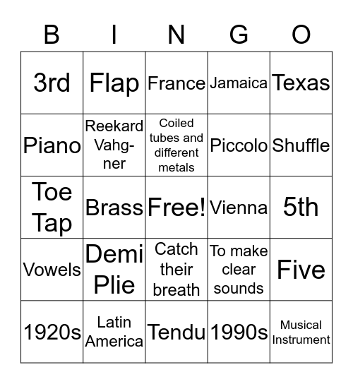 Unit One Review Bingo Card