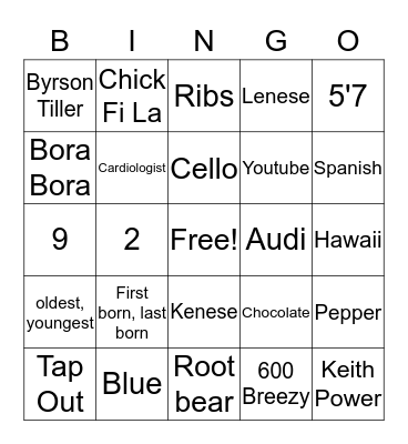 NIA ELISE Bingo Card