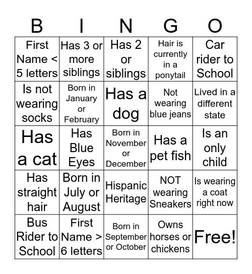 Ms. T's GTKY Bingo Card