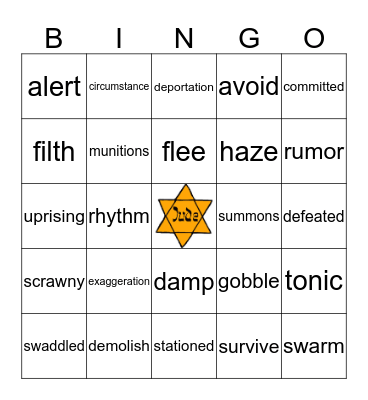 Yellow Star 2-4 Bingo Card