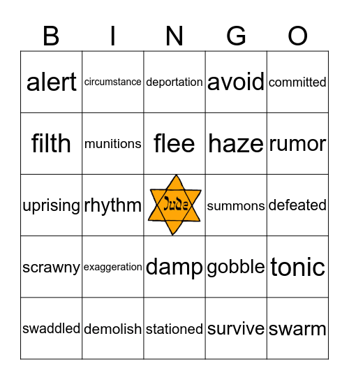 Yellow Star 2-4 Bingo Card