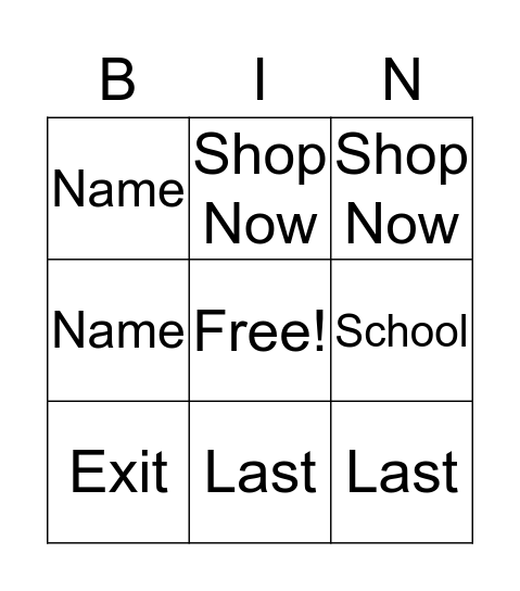 Functional Bingo Card