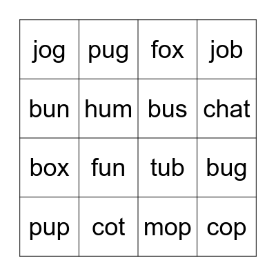 CVC BINGO Card