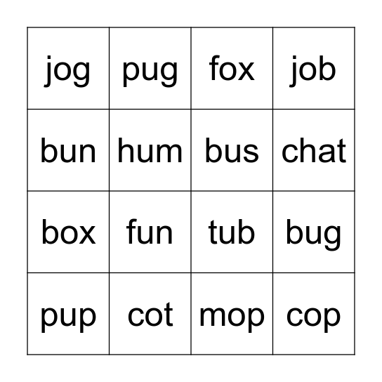 CVC BINGO Card