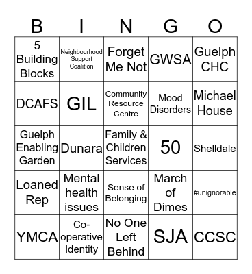 UNITED WAY Bingo Card