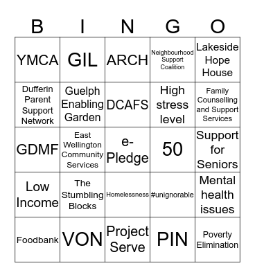 UNITED WAY Bingo Card