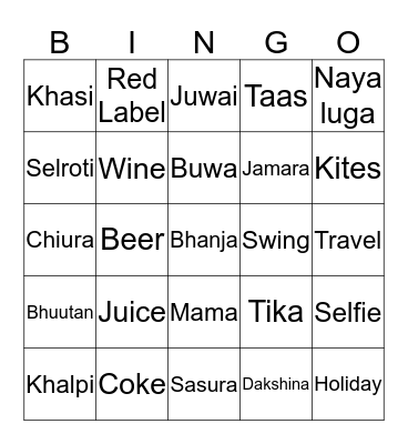 Dashain Bingo Card