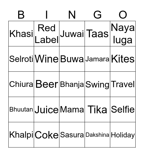 Dashain Bingo Card