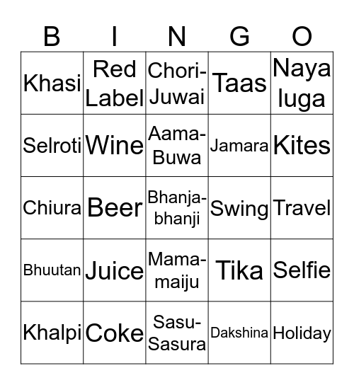 Dashain Bingo Card