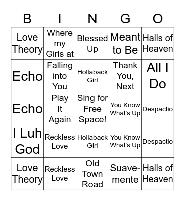 Musical Bingo Card