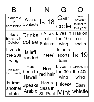 Floor 10: Find Someone Who... Bingo Card