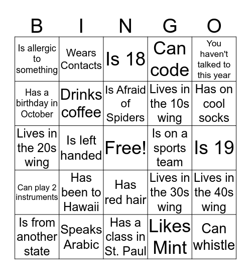 Floor 10: Find Someone Who... Bingo Card