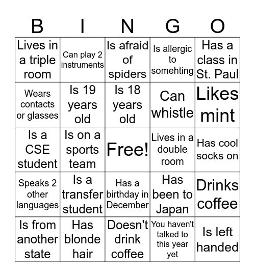 3rd Floor, East Wing: Find Some Who.... Bingo Card