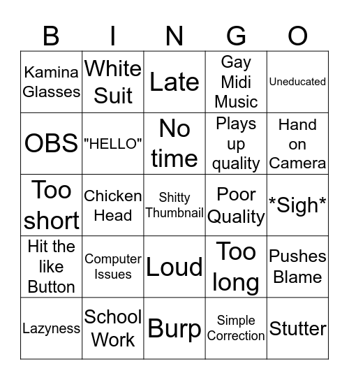 Jack Bingo Card