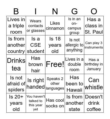 3rd Floor, East Wing: Find Some Who.... Bingo Card