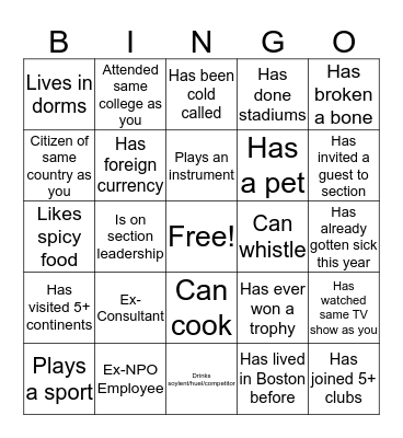 HBS Consulting for Impact Bingo 2019-20 Bingo Card