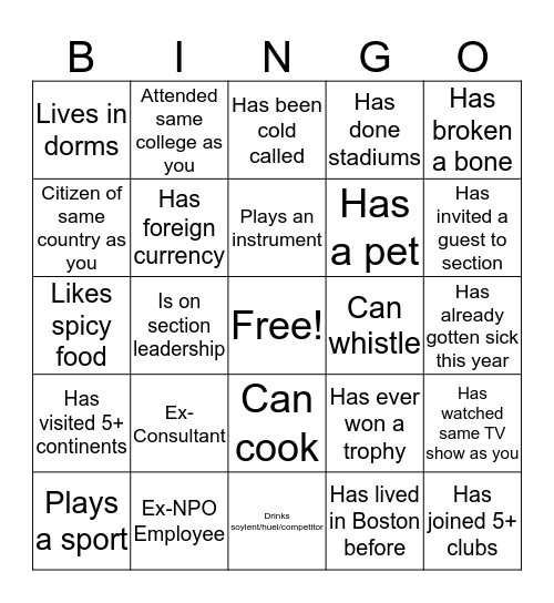 HBS Consulting for Impact Bingo 2019-20 Bingo Card