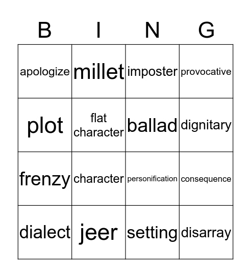 FABLES Bingo Card