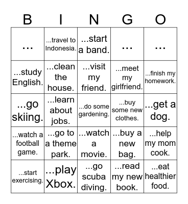 I'm going to... Bingo Card