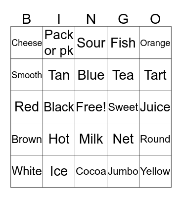 Word Bingo Card