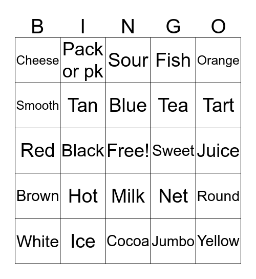 Word Bingo Card