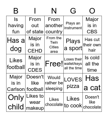 Open Door Night! Bingo Card